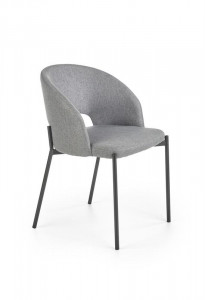 SCAUN DINING STIL K373, GRI/NEGRU, CU TAPITERIE DIN STOFA SI PICIOARE DIN METAL, STIL MODERN, HALMAR