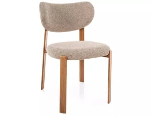 SCAUN DINING STIL RIN D, BEJ 253/STEJAR, TAPITERIE DIN TEXTIL SI PICIOARE DIN METAL, STIL MODERN