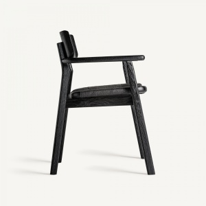 SCAUN DINING TASK, NEGRU, REF. 35148, PRELUCRAT MANUAL, CONFECTIONAT DIN LEMN DE STEJAR SI FIBRA NATURALA, STIL MODERN - Img 3