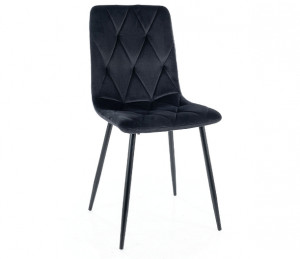 SCAUN DINING TOM, NEGRU BLUVEL 19/NEGRU MAT, TAPITERIE DIN CATIFEA SI PICIOARE DIN METAL, STIL MODERN