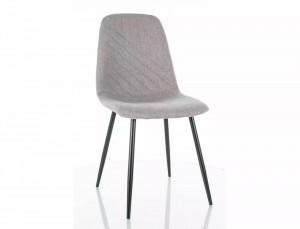 SCAUN DINING TWIST, GRI 07/NEGRU MAT, TAPITERIE DIN STOFA SI PICIOARE DIN METAL, STIL MODERN