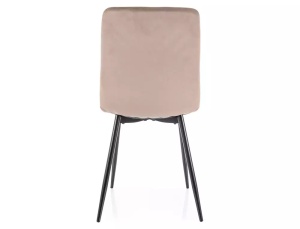 SCAUN DINING, VELVET BEJ BLUVEL 40/NEGRU MAT, TAPITERIE DIN CATIFEA SI METAL, STIL MODERN - Img 4