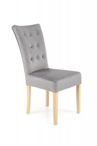 SCAUN DINING VERMONT, GRI MONOLITH 85/STEJAR, CU TAPITERIE DIN CATIFEA SI PICIOARE DIN LEMN MASIV, STIL CLASIC