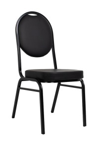 SCAUN EVENIMENTE HEBE NEGRU, CONFECTIONAT DIN METAL SI PIELE ECOLOGICA, STIL MODERN - Img 2