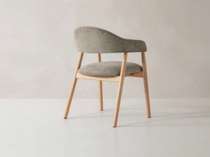 SCAUN HERA, DIN TEXTIL SI LEMN, GRI/NATUR, MICADONI, STIL MODERN - Img 3