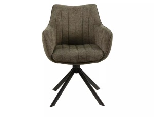 SCAUN PIVOTANT AZALIA, OLIVE 77/NEGRU MAT, TAPITERIE DIN STOFA BREGO SI PICIOARE DIN METAL, STIL MODERN - Img 2