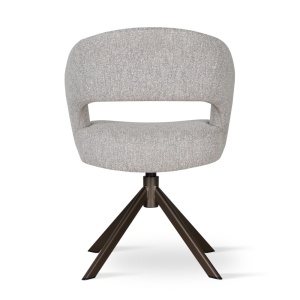 SCAUN PIVOTANT CELESTE, CONFECTIONAT DIN METAL, SPUMA, ARCURI SI TEXTIL, GRI/NEGRU, STIL MODERN - Img 4