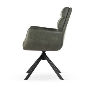 SCAUN PIVOTANT, CIPHER VERDE/NEGRU/BULL156, TAPITERIE DIN PIELE ECOLOGICA, SPUMA, ARCURI SI METAL, STIL MODERN - Img 3