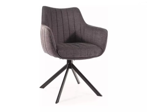 SCAUN PIVOTANT, GRI INCHIS 18/NEGRU MAT, TAPITERIE DIN STOFA BREGO SI PICIOARE DIN METAL, STIL MODERN