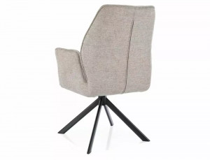 SCAUN PIVOTANT HUGO, BEJ 31/NEGRU MAT, TAPITERIE DIN STOFA BREGO SI PICIOARE DIN METAL, STIL MODERN - Img 3