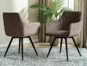 SCAUN PIVOTANT LEO 31, BEJ INCHIS 31/NEGRU MAT, TAPITERIE DIN TEXTIL SI PICIOARE DIN METAL, STIL MODERN - Img 2