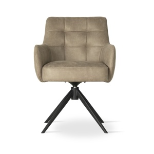 SCAUN PIVOTANT MATERO, CAPPUCCINO/NEGRU BULL 10, CONFECTIONAT DIN TAPITERIE DIN TEXTIL SI PICIOARE DIN METAL, STIL MODERN - Img 2