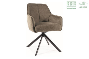 SCAUN PIVOTANT NOTTI, OLIVE 77/NEGRU MAT, TAPITERIE DIN STOFA BREGO SI PICIOARE DIN METAL, STIL MODERN