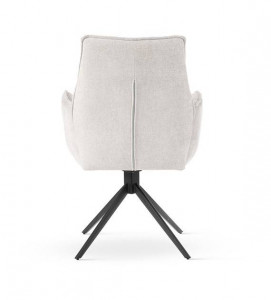 SCAUN PIVOTANT SOPHIA, BEJ/NEGRU, TAPITERIE DIN STOFA SI PICIOARE DIN METAL, STIL MODERN - Img 3