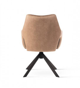 SCAUN PIVOTANT VESPER, CAPPUCCINO/NEGRU, TAPITERIE DIN CATIFEA SI PICIOARE DIN METAL, STIL MODERN - Img 3