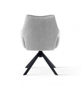 SCAUN PIVOTANT VESPER, GRI/NEGRU, TAPITERIE DIN CATIFEA SI PICIOARE DIN METAL, STIL MODERN - Img 4