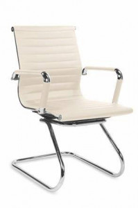 SCAUN PRESTIGE SKID, CREM/CROM, DIN METAL SI PIELE ECO, STIL MODERN