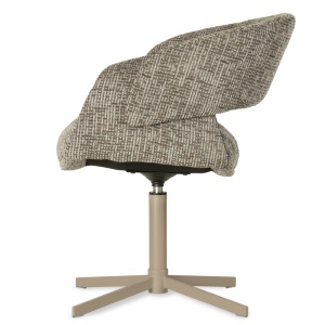 SCAUN ROTATIV BIG FROYD, BEJ/NEGRU, CONFECTIONAT DIN TAPITERIE DIN TEXTIL, SPUMA SI PICIOARE DIN METAL, STIL MODERN - Img 2