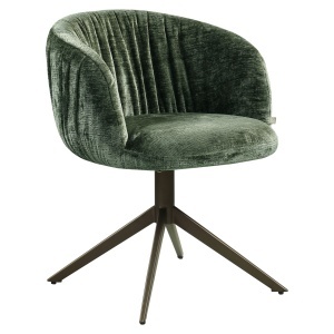 SCAUN ROTATIV CASSI, DIN METAL SI TEXTIL CHENILLE, DE CULOARE NEGRU/VERDE, RICHMOND INTERIORS - Img 7