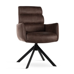 SCAUN ROTATIV CIPHER MARO INCHIS/NEGRU/BULL111, TAPITERIE DIN PIELE ECOLOGICA, SPUMA, ARCURI SI METAL, STIL MODERN - Img 1