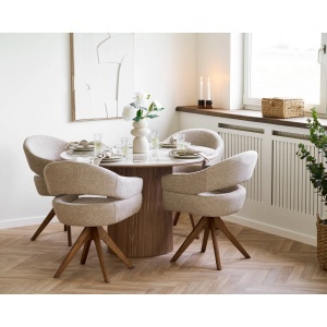 SCAUN ROTATIV DOVER, DIN LEMN SI TEXTIL, CULOARE NISIPIU, HOUSE NORDIC - Img 8