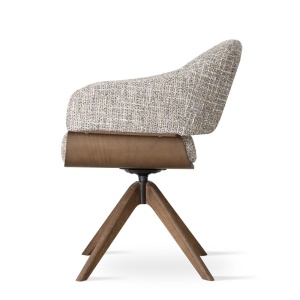 SCAUN ROTATIV, VENUS WOOD, BEJ-GRI/NATUR, TAPITERIE DIN TEXTIL SI PICIOARE DIN LEMN, STIL MODERN - Img 3