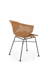 SCAUN TERASA K407, NATURAL/NEGRU, DIN RATAN SINTETIC SI PICIOARE DIN METAL, STIL MODERN - Img 3