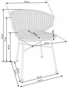 SCAUN TERASA K407, NATURAL/NEGRU, DIN RATAN SINTETIC SI PICIOARE DIN METAL, STIL MODERN - Img 8