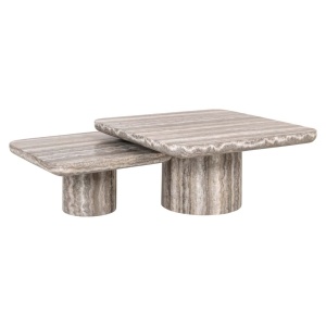 SET 2 MASUTE DE CAFEA DULCE, 214110, CONFECTIONATE DIN MARMURA ALBA, METAL, MDF SI TRAVERTIN ARTIFICIAL, GRI, STIL MODERN