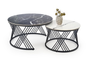 SET 2 MASUTE DE CAFEA FLAMINGO, EFECT DE MARMURA NEAGRA/EFECT DE MARMURA ALBA/NEGRU, DIN MARMURA SI METAL, STIL MODERN - Img 1