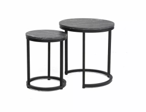 SET 2 MASUTE DE CAFEA HOLA, 32/45 CM, EFECT DE MARMURA NEAGRA/NEGRU, BLAT DIN PAL LAMINAT SI CADRU DIN METAL, STIL MODERN - Img 1