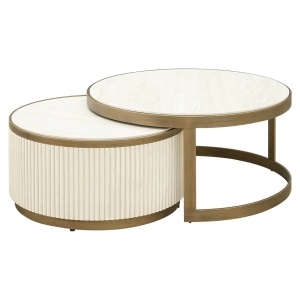SET 2 MASUTE DE CAFEA TIVOLI, 213067, CONFECTIONATE DIN METAL SI CERAMICA, AURI/ALB, STIL MODERN