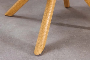 Set 2 Scaune Big George, rotativ la 360° cu revenire automată, husă din material textil structurat, culoarea gri șampanie, cu cadru din lemn de stejar - Img 5