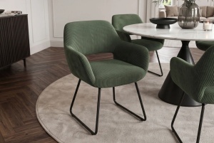 SET 2 SCAUNE CU COTIERE, MUSTANG, REALIZAT DIN METAL SI TEXTIL CATIFEA RAIAT, CULOARE VERDE/NEGRU - Img 9
