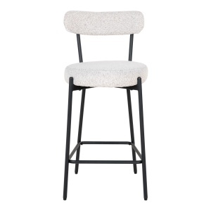 SET 2 SCAUNE DE BAR BADALONA, DIN METAL SI TEXTIL BOUCLE, CULOARE ALB/NEGRU, HOUSE NORDIC - Img 3