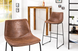 SET 2 SCAUNE DE BAR, MARO ANTIC, DJANGO, COD 37348, PIELE ECO, DESIGN VINTAGE - Img 2