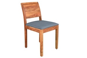 SET 2 SCAUNE DE LEMN MAKASSAR 80CM, REALIZAT DIN LEMN DE TRANDAFIR SI PIELE ECOLOGICA, CULOARE GRI/MARO