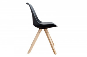 SET 2 SCAUNE, DIN LEMN MASIV SI PIELE ECO, NEGRU, SCANDINAVIA, COD 36188, DESIGN SCANDINAV - Img 2