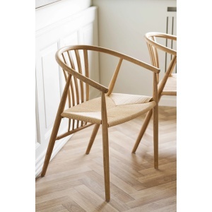 SET 2 SCAUNE DINING AGUSTIN, DIN LEMN DE STEJAR SI RACHITA, CULOARE NATUR, HOUSE NORDIC - Img 2