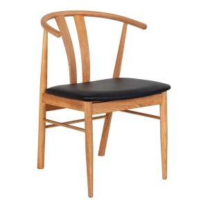 SET 2 SCAUNE DINING ARTENARA, DIN LEMN SI PIELE ECO, CULOARE NATUR/NEGRU, HOUSE NORDIC