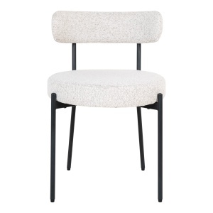 SET 2 SCAUNE DINING BADALONA, DIN METAL SI TEXTIL BOUCLE, CULOARE ALB/NEGRU, HOUSE NORDIC - Img 3