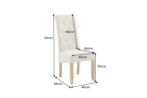 SET 2 SCAUNE DINING CASA, CU PICIOARE DIN LEMN SI TEXTIL, CULOARE BEJ - Img 2