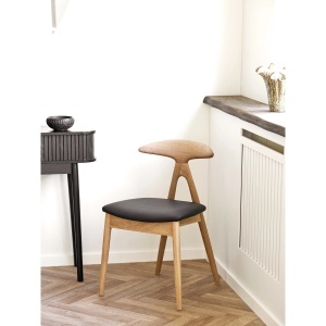 SET 2 SCAUNE DINING LANUZA, DIN LEMN SI PIELE ECO, CULOARE NATUR/NEGRU, HOUSE NORDIC - Img 8
