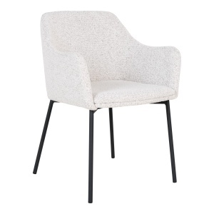 SET 2 SCAUNE DINING MELILLA, DIN METAL SI TEXTIL BOUCLE, CULOARE ALB/NEGRU, HOUSE NORDIC