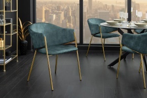 SET 2 SCAUNE, NOBLESSE, MATERIAL CATIFEA, CADRUL METAL, CULOARE TURCOAZ, ARTIM GROUP SELECTION - Img 3