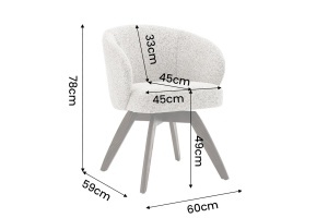 SET 2 SCAUNE ROTATIVE 180 GRADE, WALKURE, REALIZAT DIN LEMN DE STEJAR SI TEXTIL, CULOARE BEJ/MARO - Img 4