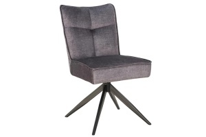 SET 2 SCAUNE ROTATIVE 360 GRADE, LUGANO, REALIZAT DIN METAL SI TEXTIL CATIFEA VELUR, CULOARE GRI/NEGRU