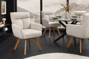 SET 2 SCAUNE ROTATIVE, BIG GEORGE, TEXTIL CHENILLE SI LEMN, CULOARE BEJ, ARTIM GROUP SELECTION