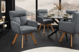 SET 2 SCAUNE ROTATIVE, BIG GEORGE, TEXTIL CHENILLE SI LEMN, CULOARE GRI, ARTIM GROUP SELECTION