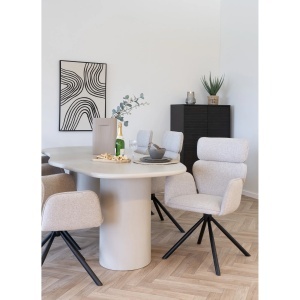 SET 2 SCAUNE ROTATIVE CORDOBA, DIN METAL SI TEXTIL, CULOARE BEJ, HOUSE NORDIC - Img 9